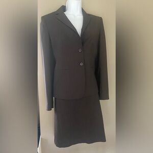 Ann Taylor Classic Chocolate Brown Blazer and Skirt Set- fully lined 6petite